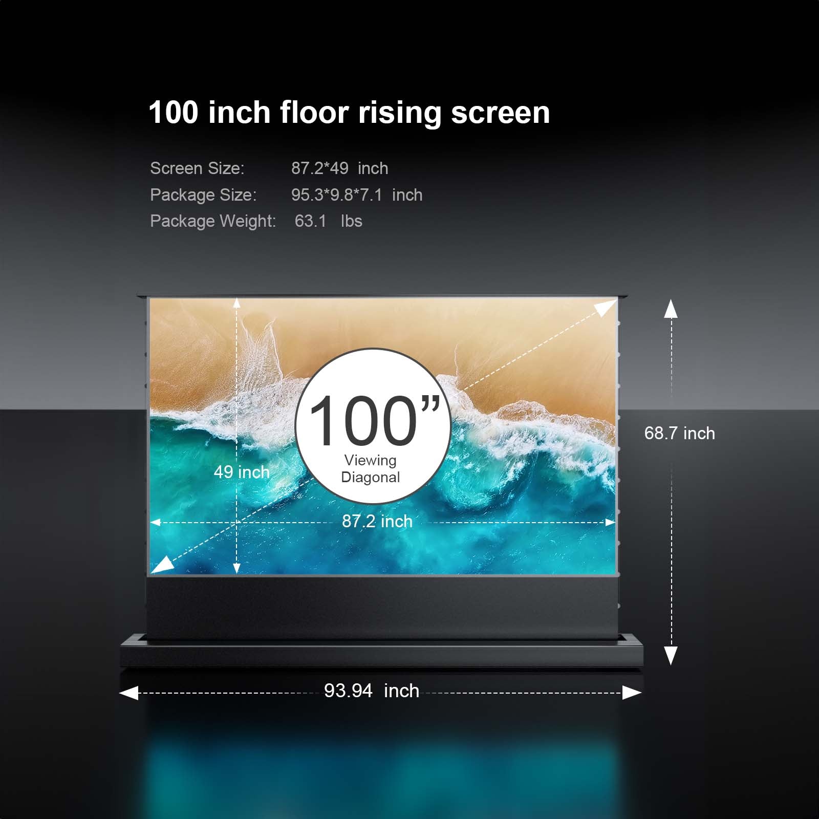 AWOL Vision LTV-3000 Pro Plus 100''-130'' AWOL Vision Acoustic ALR Floor Rising Screen Bundle