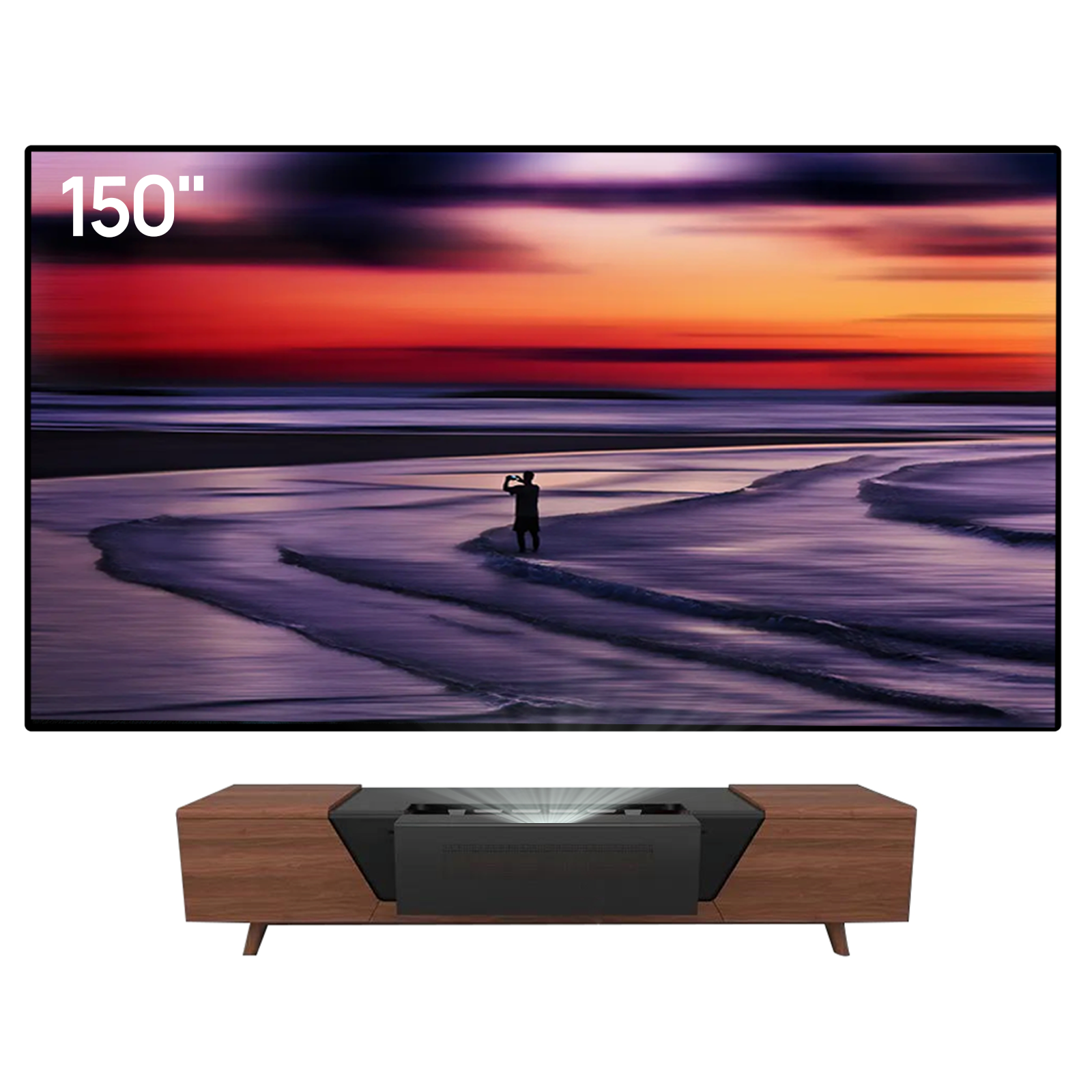 AWOL Vision LTV-3500 Pro Plus 150'' Wall-Mount Cinematic ALR Screen Bundle