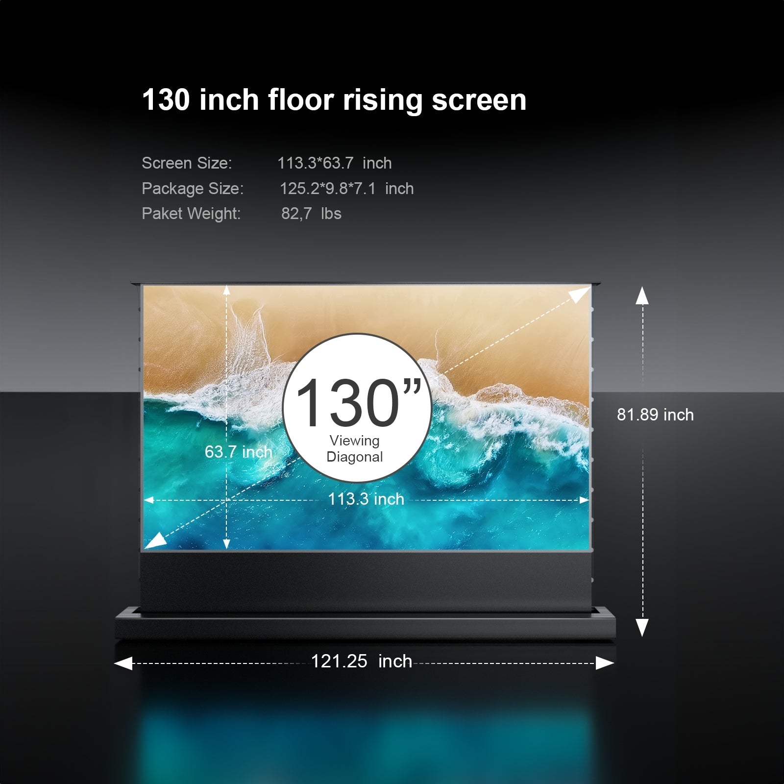 AWOL Vision 100''-130'' AWOL Vision Cinematic+ ALR Motorized Floor Rising Acoustic Screen