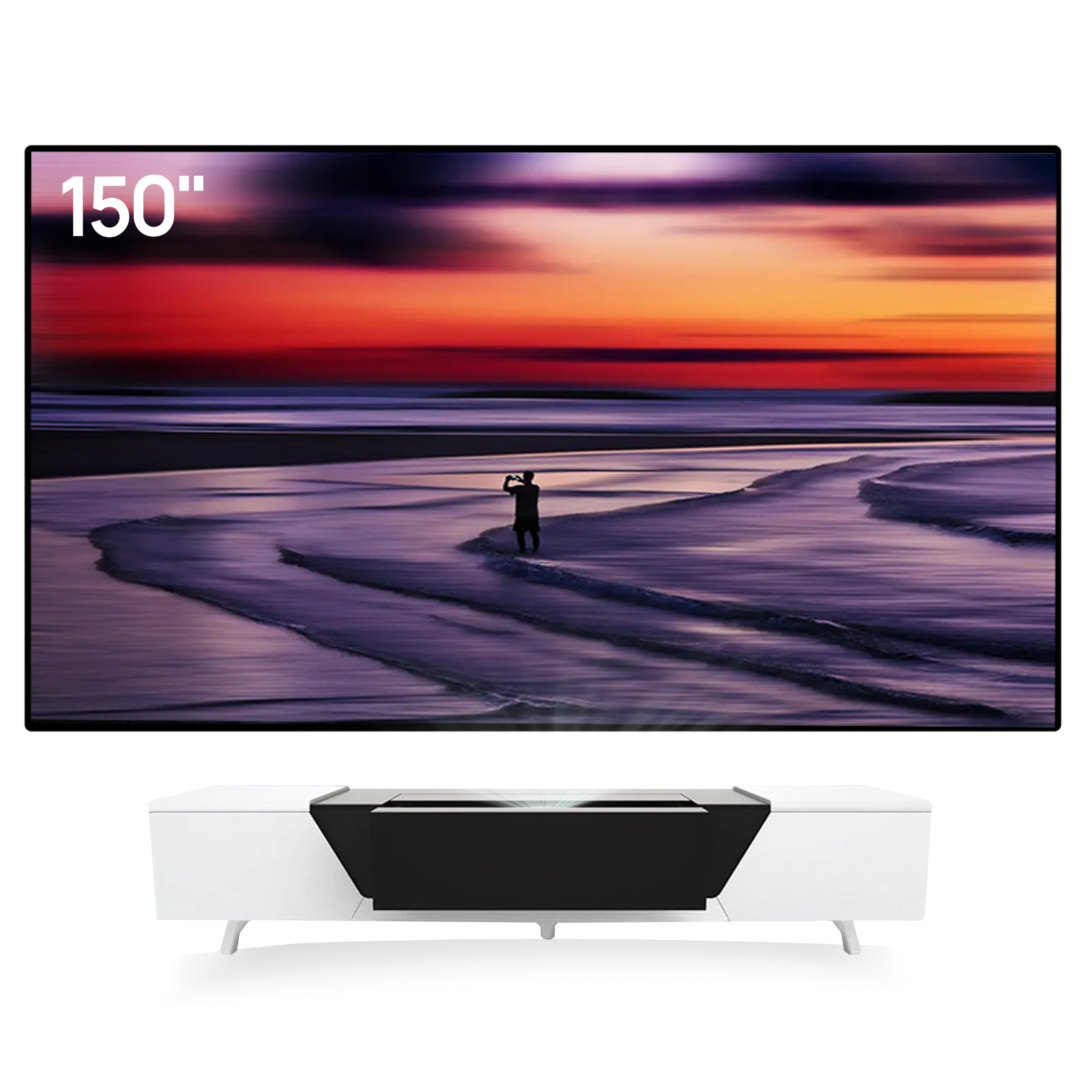AWOL Vision LTV-3500 Pro Plus 150'' Wall-Mount Cinematic ALR Screen Bundle