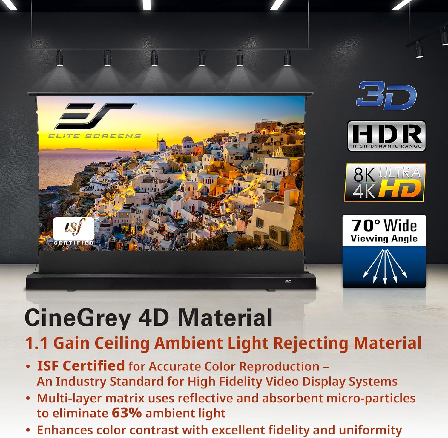 Elite Screens Kestrel Tab-Tension 3 CineGrey 4D 122" 16:9 Floor Rising FTE122H3-C4D