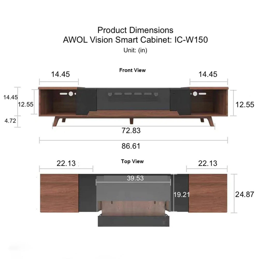 AWOL Vision LTV-3500 Pro Plus 150'' Wall-Mount Cinematic ALR Screen Bundle