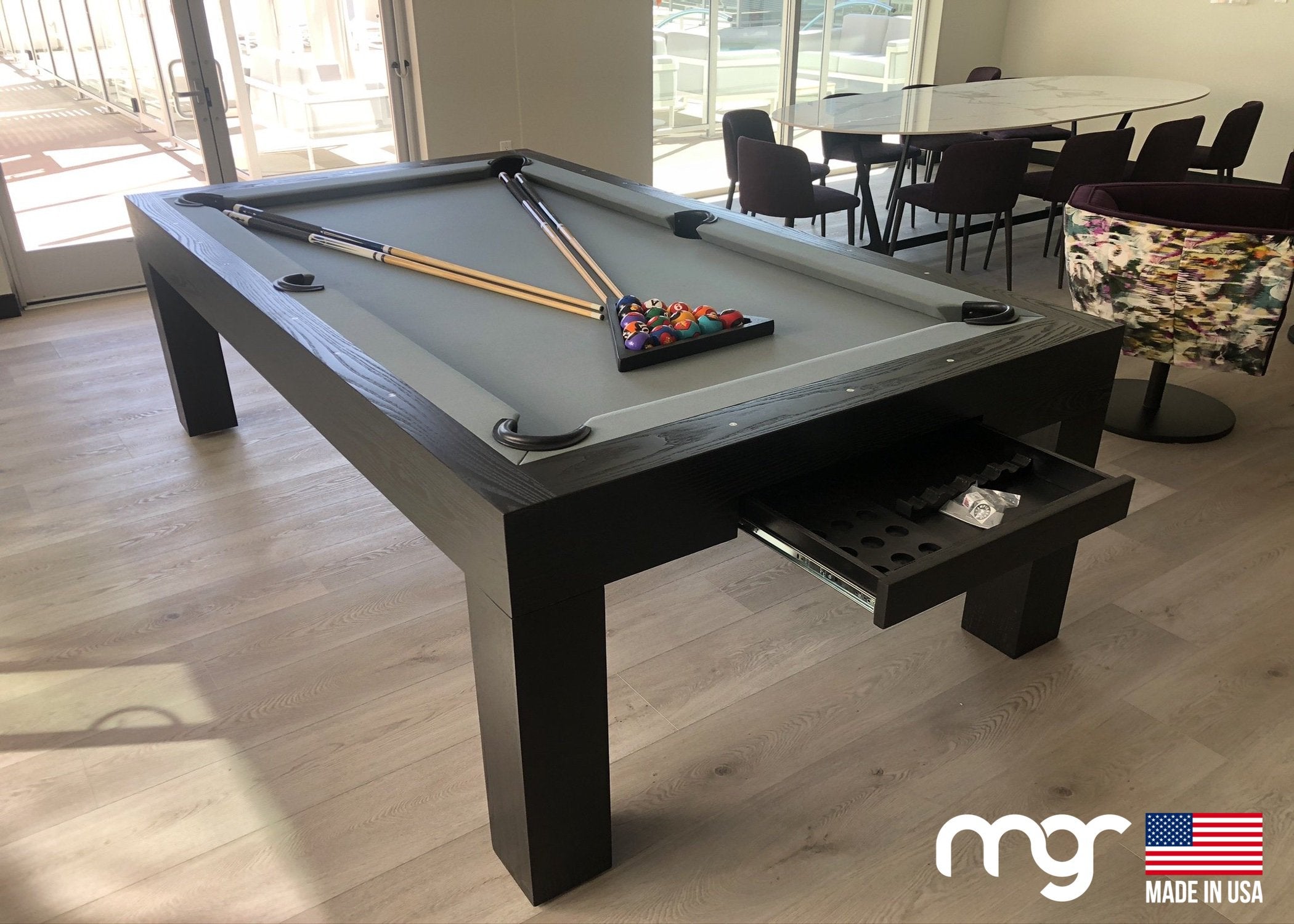 The Modern X45 Pool Table (Solid Oak with Black Finish) - Free Curbside Delivery