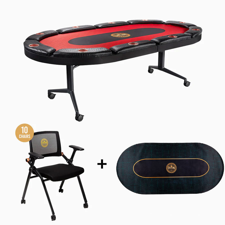 Triton 10 Player Poker Table + 10 Chairs + 1 Extra Mat
