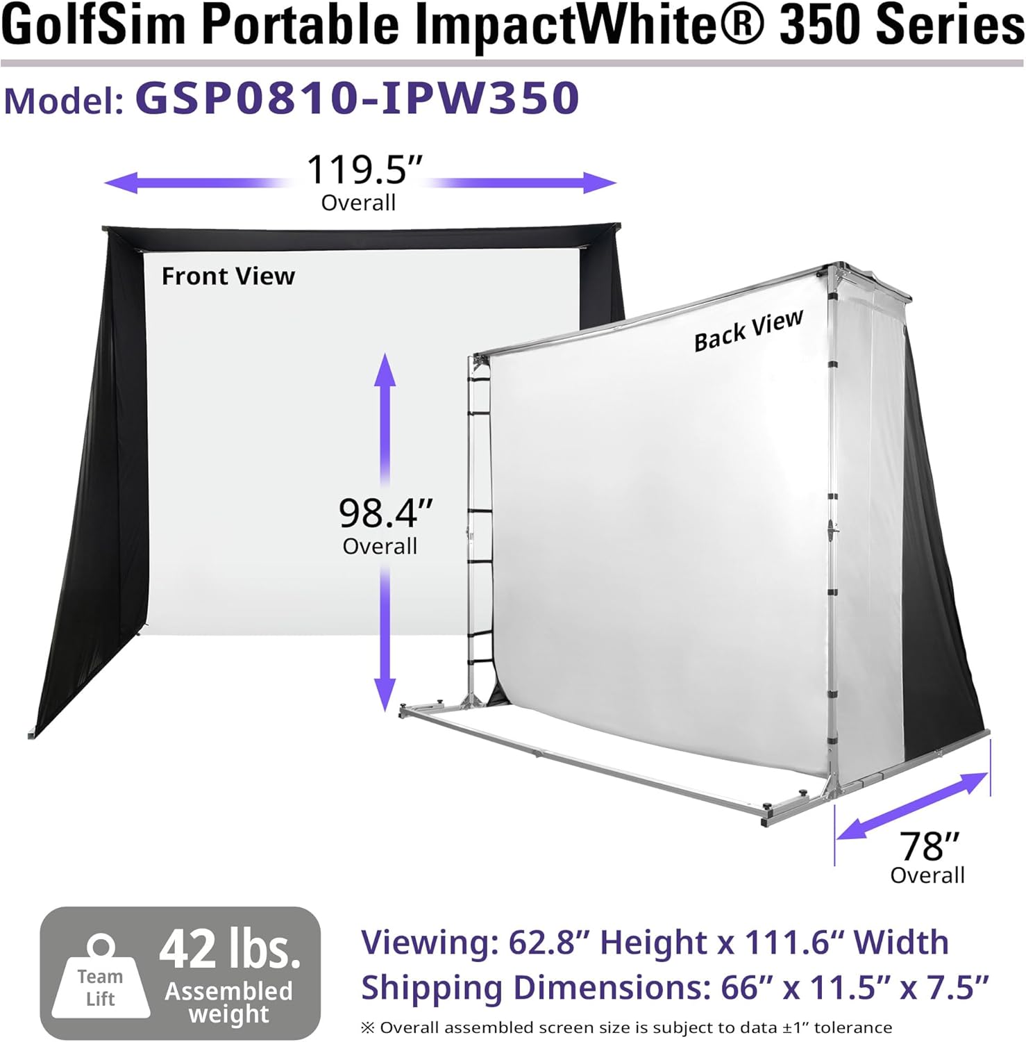 Elite Screens GolfSim Portable ImpactWhite 350, 8'x10', GSP0810-IPW350