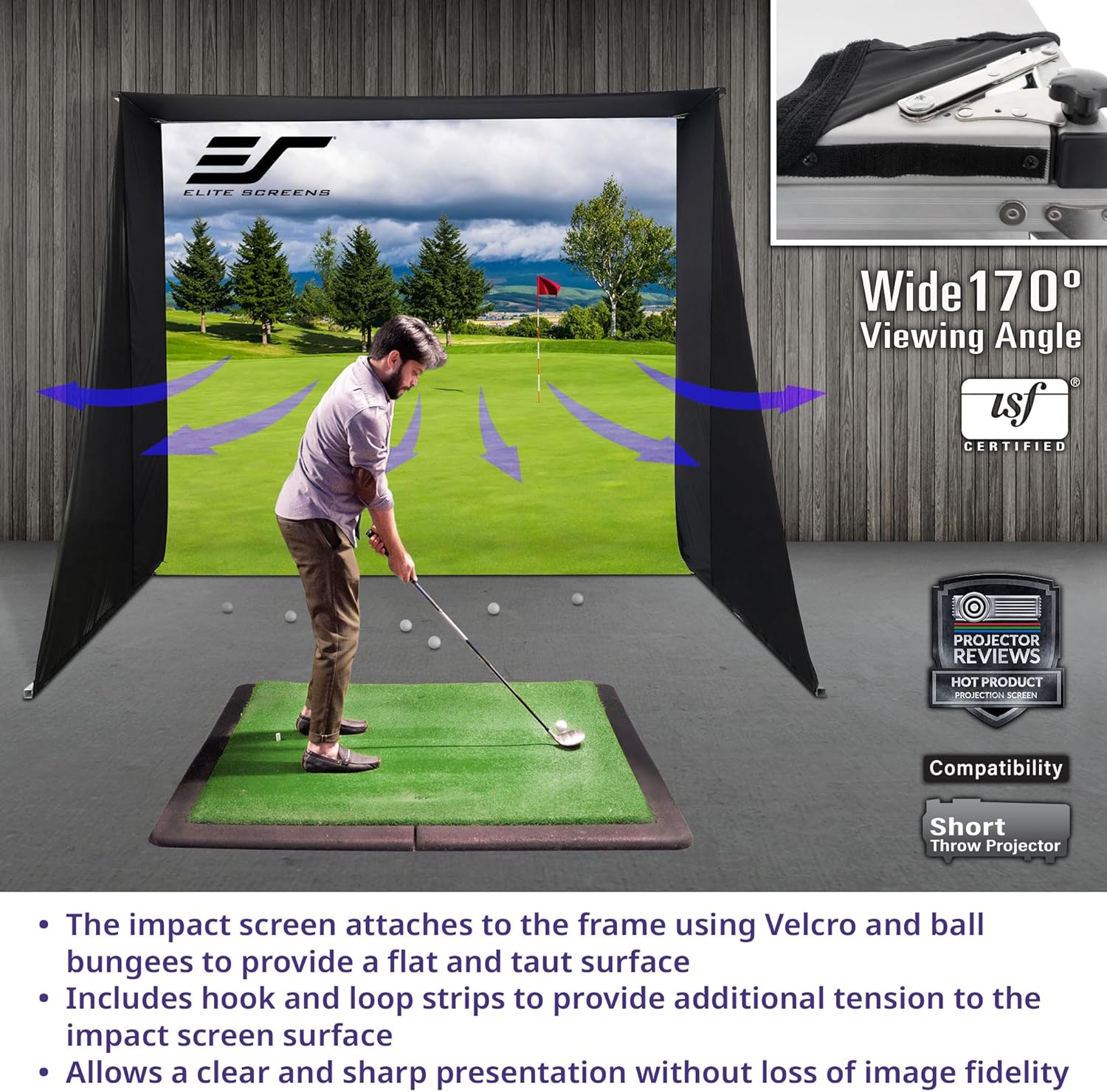 Elite Screens GolfSim Portable ImpactWhite 350, 8'x10', GSP0810-IPW350