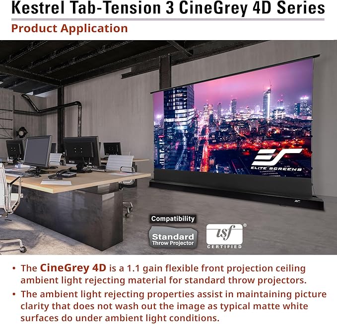 Elite Screens Kestrel Tab-Tension 3 CineGrey 4D, 135", 16:9, Floor Rising FTE135H3-C4D